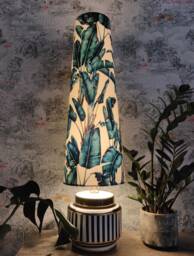 70cm Tall Cone Lampshade Tropical Leaves Velvet - thumbnail 1