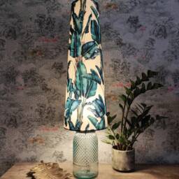 70cm Tall Cone Lampshade Tropical Leaves Velvet - thumbnail 3