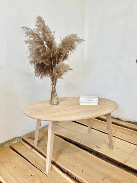 Oval Large Coffee Table Low Wooden Rustic Wood Oak Small Side Sofa Scandinavian Handmade Furniture - image 1