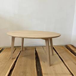 Oval Large Coffee Table Low Wooden Rustic Wood Oak Small Side Sofa Scandinavian Handmade Furniture - thumbnail 3