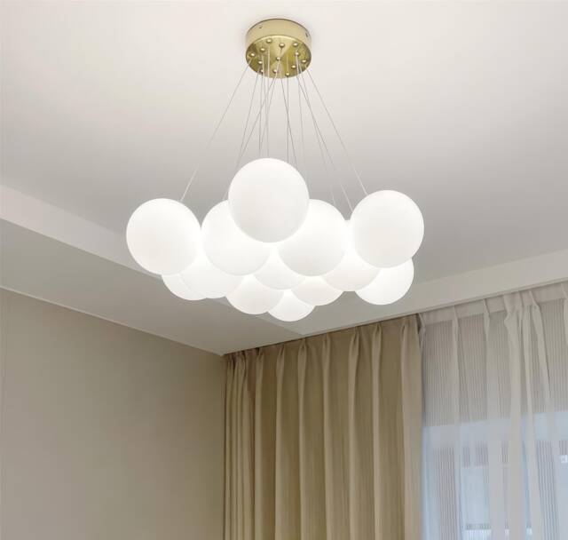 Bubble Chandelier, Chandelier Pendant, Stairway Chandelier, Chandeliers Lighting, Ceiling Light, Frosted Glass Bubbles, Modern Lighting - image 1
