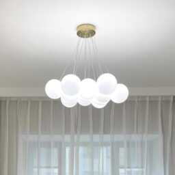 Bubble Chandelier, Chandelier Pendant, Stairway Chandelier, Chandeliers Lighting, Ceiling Light, Frosted Glass Bubbles, Modern Lighting - thumbnail 2