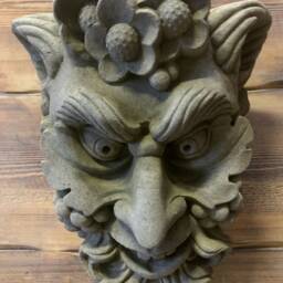 stone Garden Large Green Man Flower Grape Face Plaque Wall Hanging Ornament - thumbnail 4