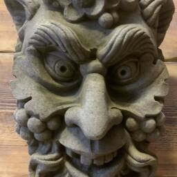stone Garden Large Green Man Flower Grape Face Plaque Wall Hanging Ornament - thumbnail 2