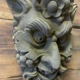 stone Garden Large Green Man Flower Grape Face Plaque Wall Hanging Ornament - thumbnail 3