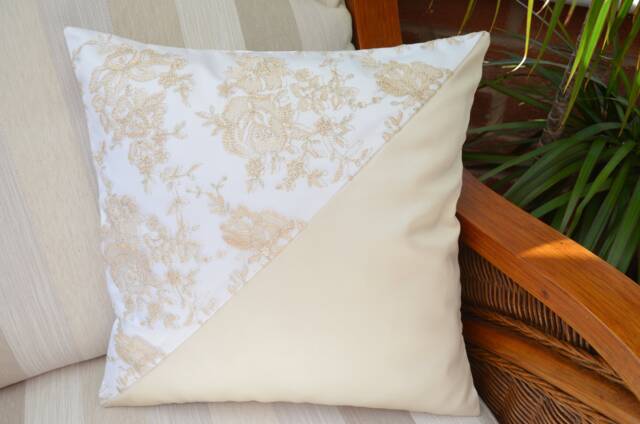 Decorative Pillows, Pillow Cover, Throw Pillow, Home Decor, Pillowcase, Ecru Satin Cushion, Two Colours Living Room Pillowcase - image 1