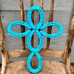 Horseshoe Cross - Decor- Art- Wall Decor Red Horse Shoe Rustic - thumbnail 3