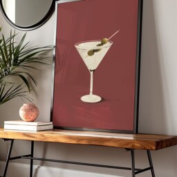 Martini Print, Trendy Alcohol Art, Gift, Retro Bar Cart Dirty Poster, Kitchen Display, Cocktail - thumbnail 2