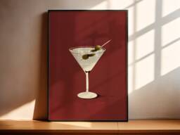 Martini Print, Trendy Alcohol Art, Gift, Retro Bar Cart Dirty Poster, Kitchen Display, Cocktail - thumbnail 1