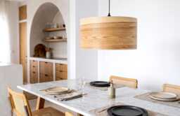 Olive Wood Pendant Light, Modern Chandelier Lighting, Handmade Hanging Lamp - thumbnail 1
