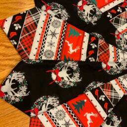 Christmas Tree Skirt, Table Top, Mini, Deer, Black, Red, White, Silver, Antlers - thumbnail 4