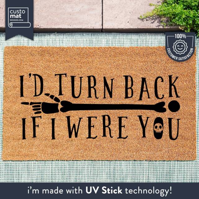 Halloween Doormat - Funny Welcome Decor Porch Fall Decorations Turn Back - image 1