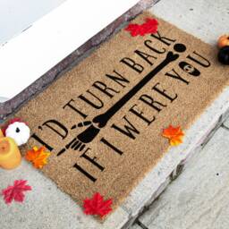 Halloween Doormat - Funny Welcome Decor Porch Fall Decorations Turn Back - thumbnail 2