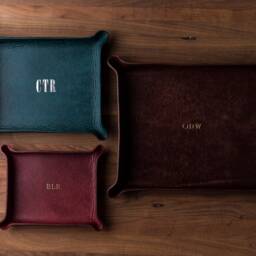 Monogrammed Leather Catchall - Groomsmen Gift, Personalized Valet Tray, Custom Anniversary Gift For Him, Monogrammed Gift - thumbnail 3