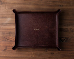 Monogrammed Leather Catchall - Groomsmen Gift, Personalized Valet Tray, Custom Anniversary Gift For Him, Monogrammed Gift - thumbnail 1