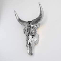 Faux Taxidermy Decorative Carved Bison Skull - Wall Decor Silver Cbi1010 - thumbnail 2