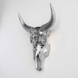 Faux Taxidermy Decorative Carved Bison Skull - Wall Decor Silver Cbi1010 - thumbnail 2