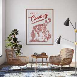 Cool It Cowboy 01 Poster Western-Themed Wall Art, Rustic Home Decor, Cool Print, Modern Typography Poster, Quote, Wild West Print - thumbnail 1