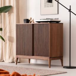 Solid American Walnut Record Player Stand - Vinyl Storage Cabinet - thumbnail 3