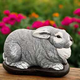 Concrete Lying Hare Statue Stone Rabbit Figurine Cement Bunny Sculpture Outdoor Garden Animal Front Door Ornament Handmade Lawn Decor Gift - thumbnail 2