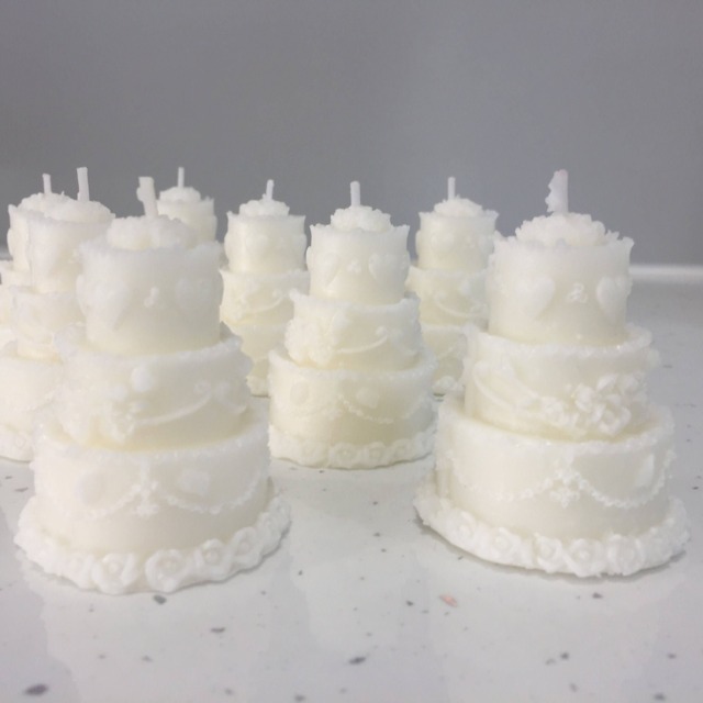 Wedding Favour Candles, Cake Candle, Favours, Candle Gift Wrapped, Lots Of Colours Available - image 1