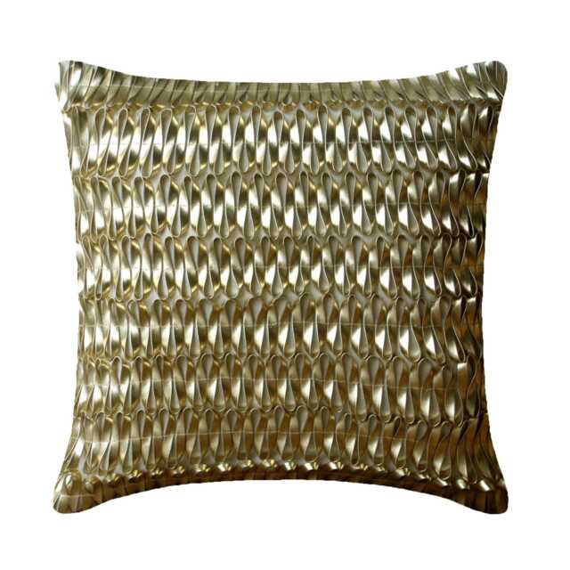 "Handmade Metallic Gold European Pillow 24""x24""/26""x26" - image 1