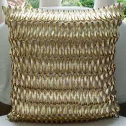 "Handmade Metallic Gold European Pillow 24""x24""/26""x26" - thumbnail 2