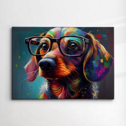 Baby Sausage Dog Abstract Pet Modern Painting Wall Art, Framed Canvas Poster Print, Home Kitchen Office Room Decor, Gifts - thumbnail 3