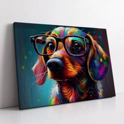 Baby Sausage Dog Abstract Pet Modern Painting Wall Art, Framed Canvas Poster Print, Home Kitchen Office Room Decor, Gifts - thumbnail 2