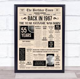 1967 Newspaper Any Age Year You Were Born Birthday Facts Personalised Gift Print - thumbnail 1