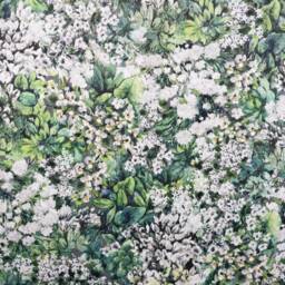 Botanical Flowers Velvet Cylinder Lampshade, Extra Tall Lampshade White Floral Velvet - thumbnail 2