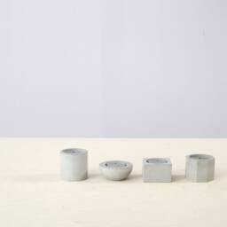 Geometric Concrete Candle Holder Set Modern Home Decor - thumbnail 2