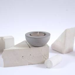 Geometric Concrete Candle Holder Set Modern Home Decor - thumbnail 4