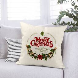 Personalized Christmas Throw Pillow Cover Linen Cushion Case - 40x40 Inches