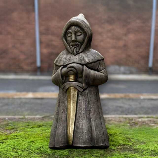 Medieval Warrior With Sword Sculpture Concrete Knight Figure Stone Fighter Statue Outdoor Heroic Decor Yard Soldier Ornament Cement Art Gift - image 1