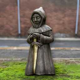Medieval Warrior With Sword Sculpture Concrete Knight Figure Stone Fighter Statue Outdoor Heroic Decor Yard Soldier Ornament Cement Art Gift - thumbnail 4