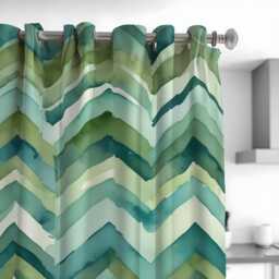 Green Zigzag Curtains, Chevron Print Drapes, Custom Made Window Panels For Living Room, Bedroom, Or Office - thumbnail 3