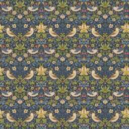 Black Velvet Drum Lampshade/ Ceiling Shade William Morris Strawberry Thief Blue Interior - thumbnail 2