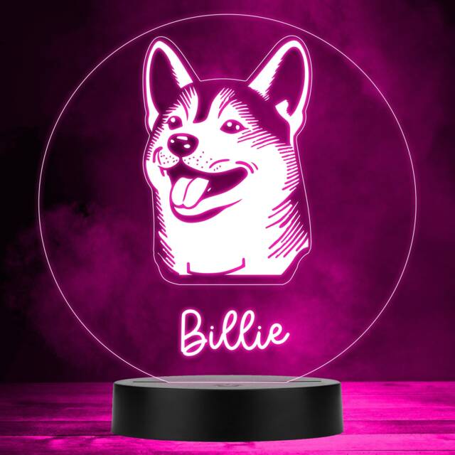 Shiba Inu Dog Pet Silhouette Multicolour Personalised Gift Led Lamp Night Light - Bedroom - image 1