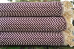 "Purple Blanket, King Size Blanket, Turkish Towel, Bed Rug, 79""x91" - thumbnail 1