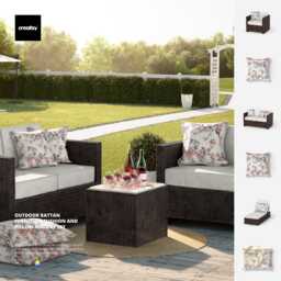 Outdoor Rattan Furniture Cushion & Pillow Mockup Set For Patio Wicker Sofa Chair Chaise - thumbnail 1