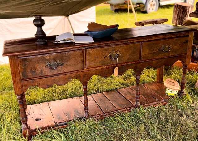 Dresser Base Made in Very Old Reclaimed Oak Boards, Lovely Patina