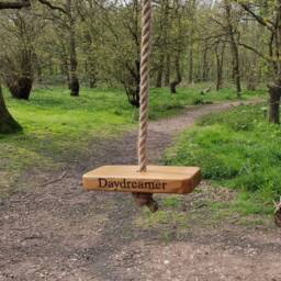 Personalised Oak Swing Seat With Rope, Garden Decoration, Monkey - thumbnail 3