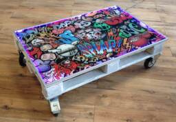 Pallet Table, Living Room Table With Glass Top - thumbnail 1