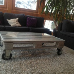 Pallet Table, Living Room Table With Glass Top - thumbnail 4