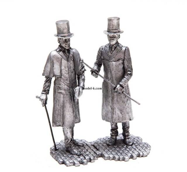 Tin 54mm Sherlock Holmes & Dr. Watson. Sir. Arthur Conan Doyle Stories 132 Scale Metal Figurine - image 1