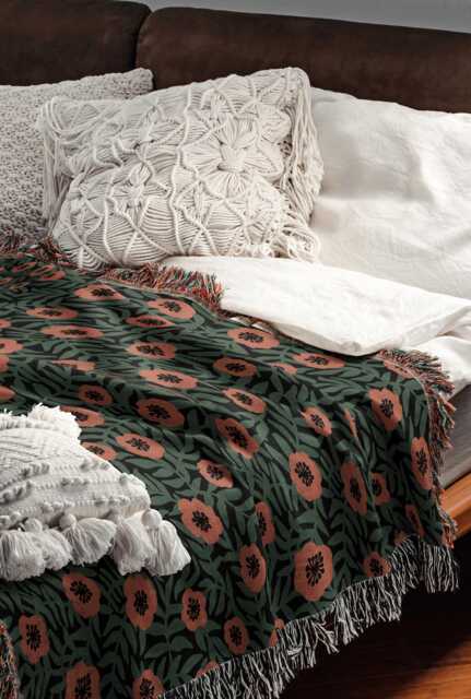 Dark Wildflower Meadow Woven Throw Blanket - image 1
