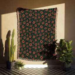 Dark Wildflower Meadow Woven Throw Blanket - thumbnail 3