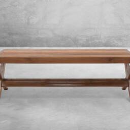Handmade Pierre Jeanneret Inspired Slatted X-Leg Bench - Outdoor Furniture Range - thumbnail 2
