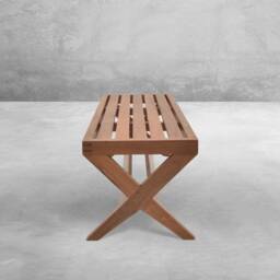 Handmade Pierre Jeanneret Inspired Slatted X-Leg Bench - Outdoor Furniture Range - thumbnail 3